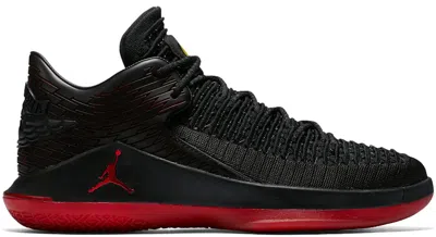 Pre-owned Jordan Xxxii Low Last Shot Sneakers In Black/gym Red/tour Yellow