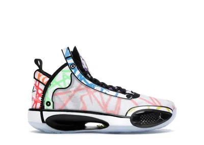 Pre-owned Jordan Xxxiv Zion Williamson Coloring Book Sneakers In White/black In Multi