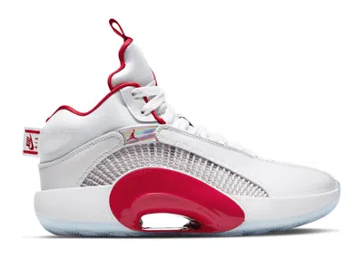 Pre-owned Jordan Xxxv Sneakers In White/fire Red/metallic Silver