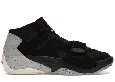 Pre-owned Jordan Zion 2 Cement Sneakers In Black/light Smoke Grey/siren Red