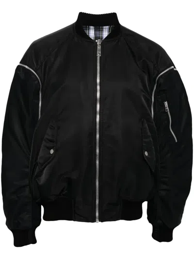 Jordanluca British Bulldog Padded Bomber Jacket In Black