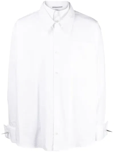 Jordanluca Clover Cotton Poplin Shirt In White