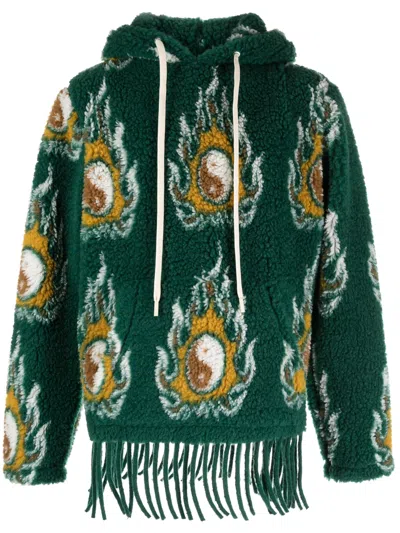 JORDANLUCA COSMO PATTERNED-JACQUARD DRAWSTRING HOODIE