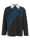 Jordanluca Multicolor Long-sleeve Polo Shirt With Logo Embroidery On The Front And All-over Striped Motif In Co In Multi