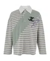 Jordanluca Striped Contrast Collar Polo Shirt In Gray