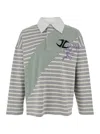 Jordanluca Striped Contrast Collar Polo Shirt In Gray