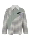 Jordanluca Striped Contrast Collar Polo Shirt In Gray