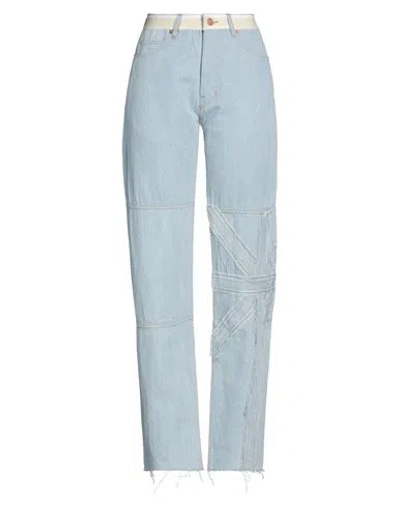 Jordanluca Woman Denim Pants Blue Size S Cotton