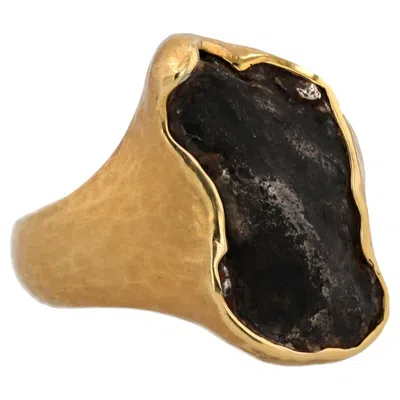 Pre-owned Jorge Adeler 18k Gold Noir Sikhote-alin Meteorite Ring � Luxury Jewelry In Multiple