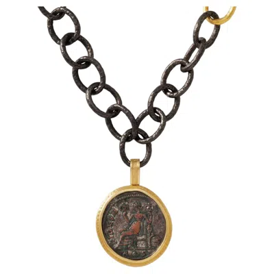 Pre-owned Jorge Adeler 18k Yellow Gold Ancient Authentic Fides Coin Pendant