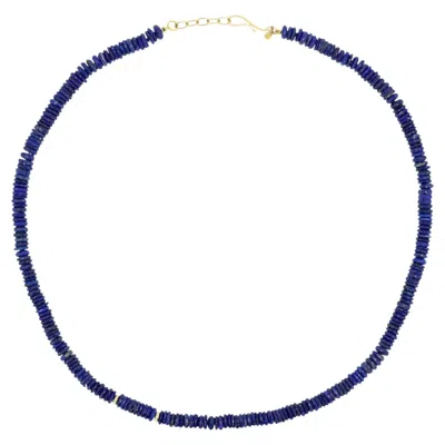 Pre-owned Jorge Adeler 18k Yellow Gold Lapis Lazuli Rondell Necklace � Luxury Jewelry