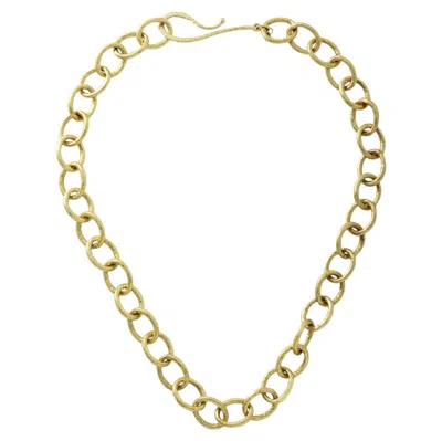 Pre-owned Jorge Adeler 18k Yellow Gold Large Hammered Link Necklace � Luxury Jewelry
