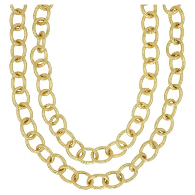 Pre-owned Jorge Adeler 18k Yellow Gold Medium Hammered Link Chain Necklace
