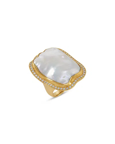 Jorge Adeler 18k Yellow Gold Sea Cultured Freshwater Baroque Pearl & Diamond Ring In Multi