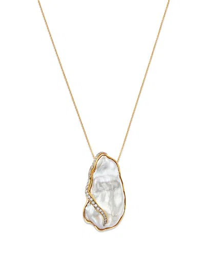 Jorge Adeler 18k Yellow Gold Sea Cultured Freshwater Pearl & Diamond Pendant Necklace, 20