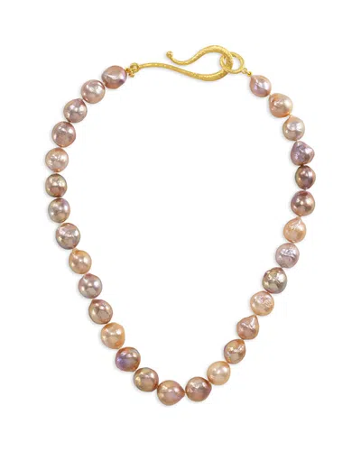 Jorge Adeler 18k Yellow Gold Sea Cultured Multicolored Freshwater Pearl Necklace, 18 In White