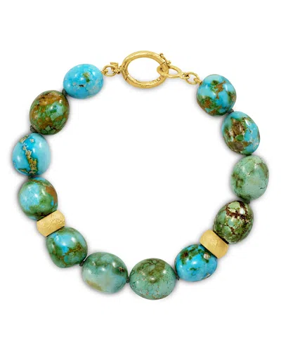 Jorge Adeler 18k Yellow Gold Sonoran Turquoise Bead Bracelet