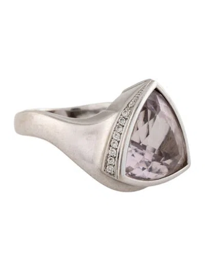 Pre-owned Jorge Adeler Kunzite & Diamond Cocktail Ring In Multicolor