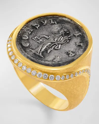 Jorge Adeler Men's 18k Gold Aequitas Coin And Diamond Ring