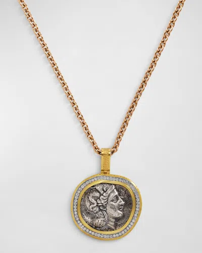 Jorge Adeler Men's 18k Yellow Gold Athena Coin And Diamond Pendant