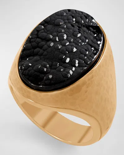 Jorge Adeler Men's 18k Yellow Gold Hematite Ring In Gold/black