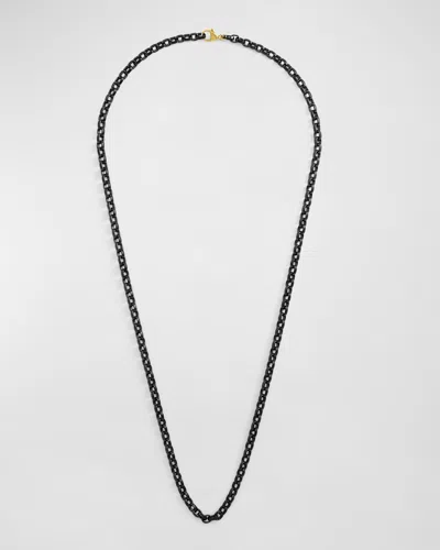 Jorge Adeler Men's Black Matte Stainless Steel Chain Necklace, 24"l
