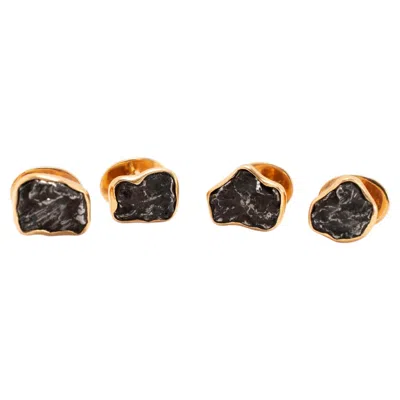 Pre-owned Jorge Adeler Men�s  Sikhote-alin Meteorite 18k Rose Gold Tuxedo Set Cufflinks In Red