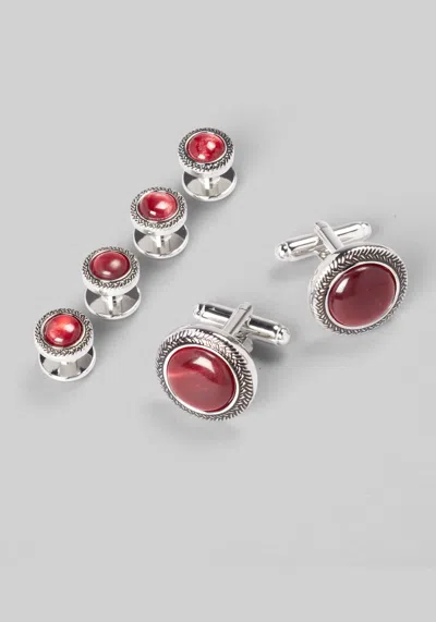 Jos. A. Bank Men's  Antique Braided Cufflink & Stud Set At  In Burgundy