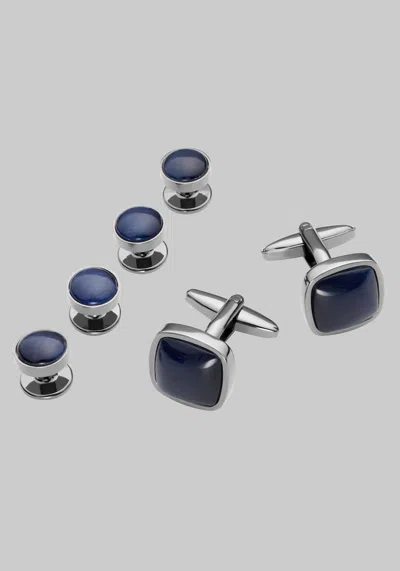 Jos. A. Bank Men's  Blue Cufflink & Stud Set At  In Gunmetal/blue