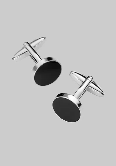 Jos. A. Bank Men's  Circle Onyx Cufflinks At  In Silver/black