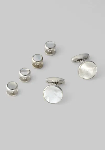 Jos. A. Bank Men's  Mother-of-pearl Cufflink & Stud Set At  In Metal Silver