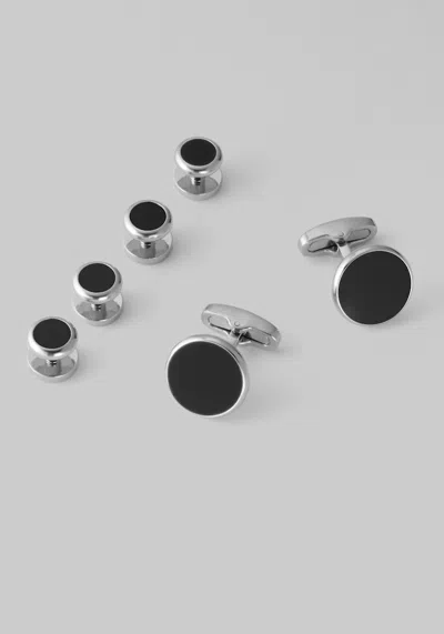 Jos. A. Bank Men's  Onyx Cufflink & Studs Set At  In Metal Silver