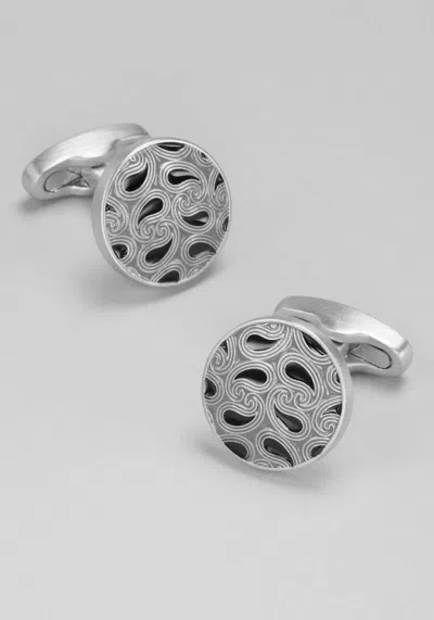 Jos. A. Bank Men's  Paisley Pattern Enamel Cufflinks At  In Silver/black