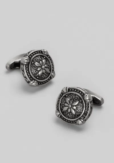 Jos. A. Bank Men's  Round Antique Floral Cufflinks At  In Silver/gunmetal