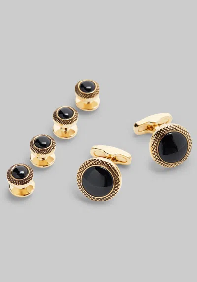 Jos. A. Bank Men's  Round Black Onyx Cufflink & Stud Set At  In Black/gold
