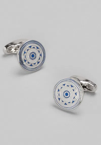 Jos. A. Bank Men's  Round Geo Flower Cufflinks At  In Silver/black