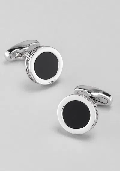 Jos. A. Bank Men's  Round Onyx Ornate Border Cufflinks At  In Silver/black