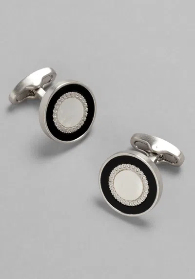 Jos. A. Bank Men's  Round Ornate Mother-of-pearl & Onyx Cufflinks At  In Black/white