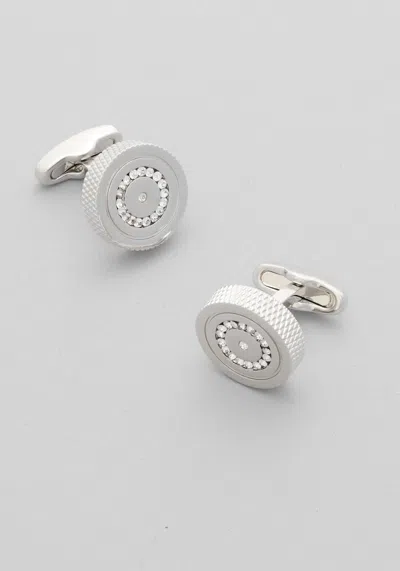 Jos. A. Bank Men's  Round Textured-edge Crystal Cufflinks At  In White