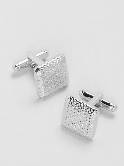 Jos. A. Bank Men's  Silver Plated Tweed Texture Square Cufflinks At