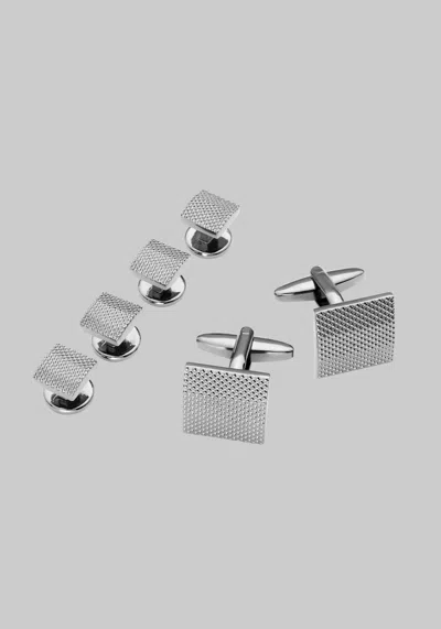 Jos. A. Bank Men's  Textured Square Cufflinks & Stud Set At  In Gunmetal Grey