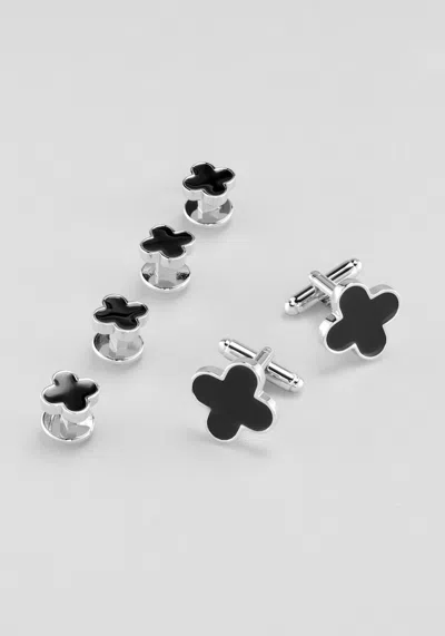 Jos. A. Bank Men's Joseph A. Bank Enamel Quatrefoil Cufflink And Stud Set At  In Black