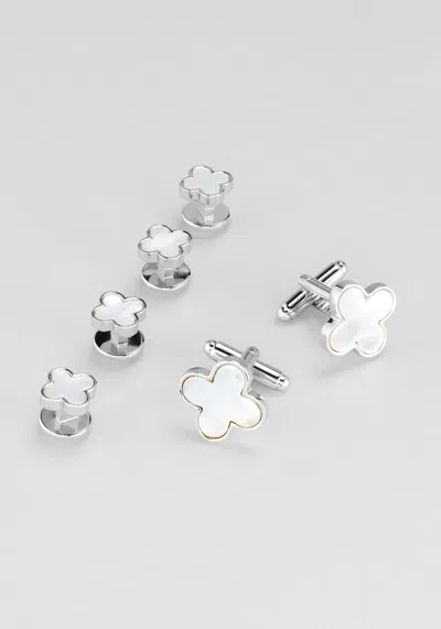 Jos. A. Bank Men's Joseph A. Bank Mother Of Pearl Quatrefoil Cufflink And Stud Set At  In White
