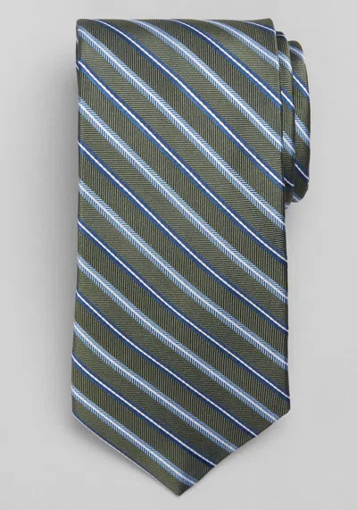 Jos. A. Bank Men's Traveler Collection Chevron Satin Stripe Tie At  In Olive