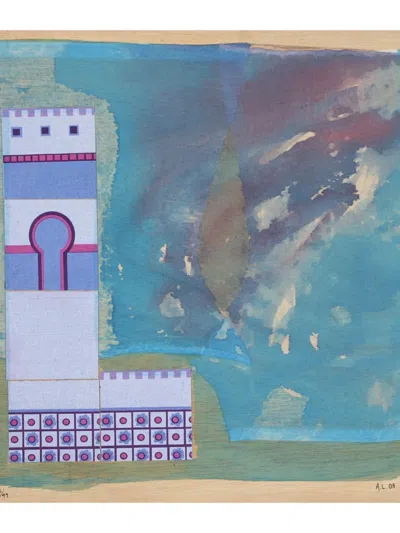 José Alberto López Sánchez ''palacio De Invierno'' Screenprinting Collage On Wood, 20'' X 20'' In Neutral