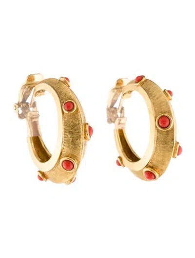 Pre-owned Jose And Maria Barrera Cabochon Clip Hoop Earring In Multi