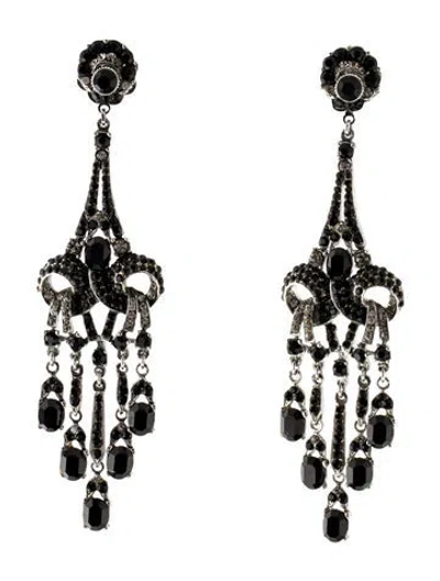 Pre-owned Jose And Maria Barrera Crystal Clip-on Chandelier Drop Earrings In Multi