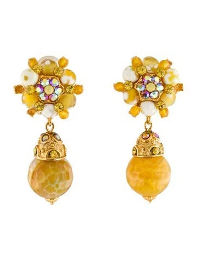 Pre-owned Jose And Maria Barrera Crystal Clip-on Drop Earrings In Multi