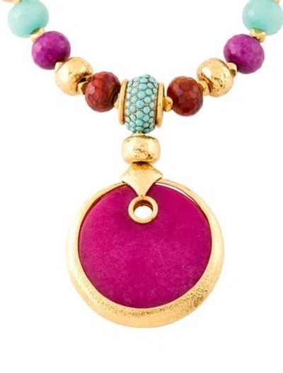 Pre-owned Jose And Maria Barrera Multistone & Crystal Pendant Necklace, 22.5"