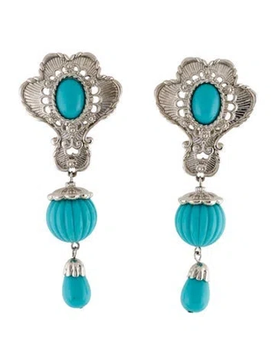 Pre-owned Jose And Maria Barrera Resin Clip-on Drop Earrings In Blue